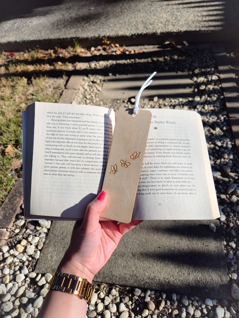 AXN Laser Creations Plywood Bookmark - Three Butterflies, Plywood