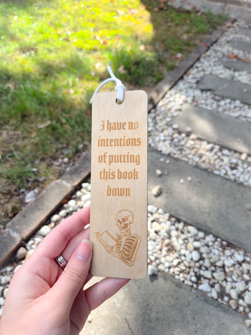 AXN Laser Creations Plywood Bookmark - No Intentions Skeleton, Plywood