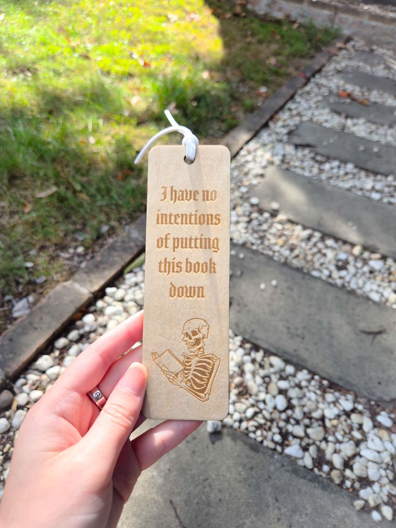 AXN Laser Creations Plywood Bookmark - No Intentions Skeleton, Plywood