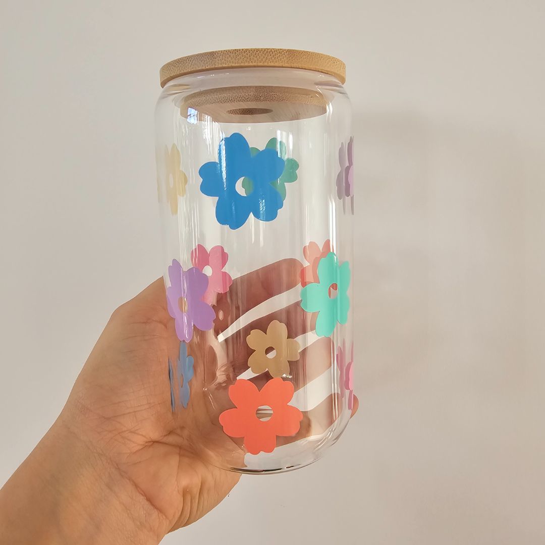 Creations by Julietta Daisy Can Glass, Rainbow