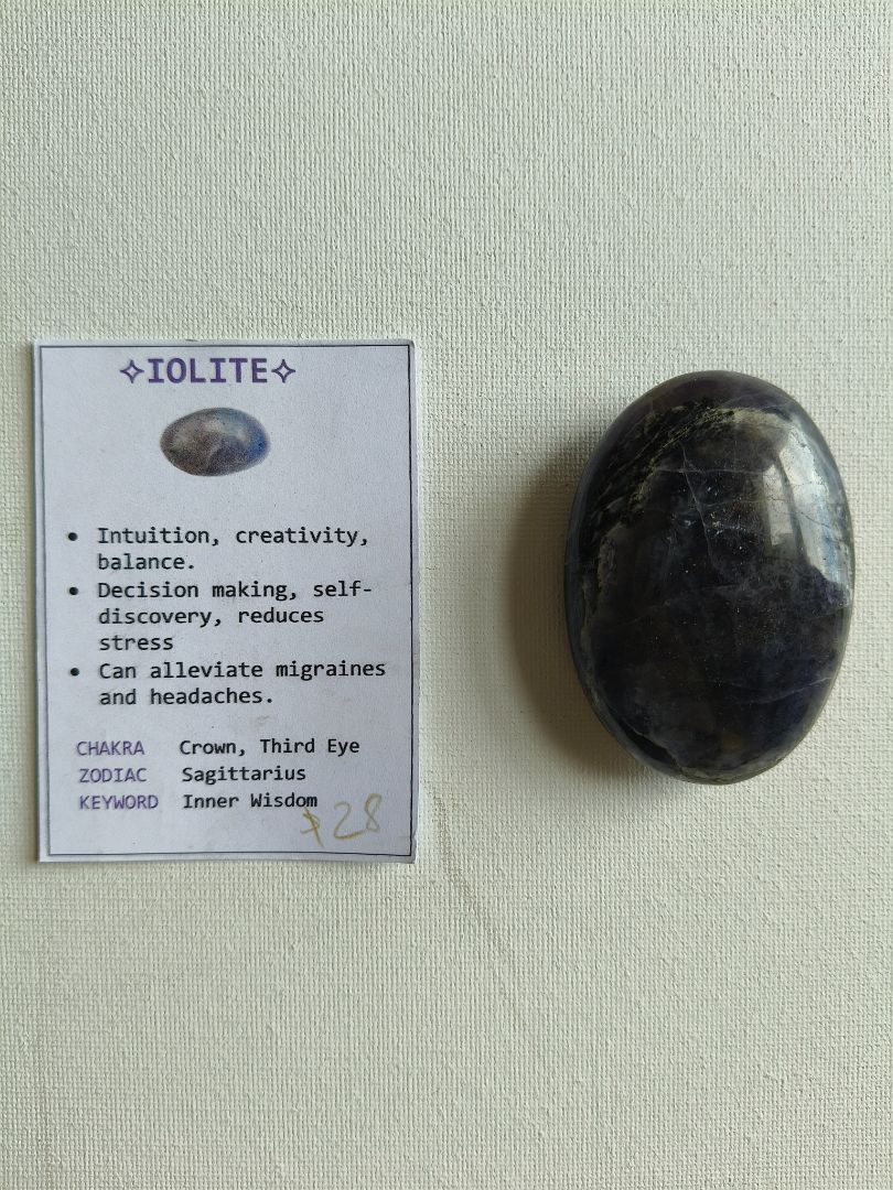 CasaDellaGemma Iolite Palmstone, Dark blue/purple/black 6.5cm x 4.5cm