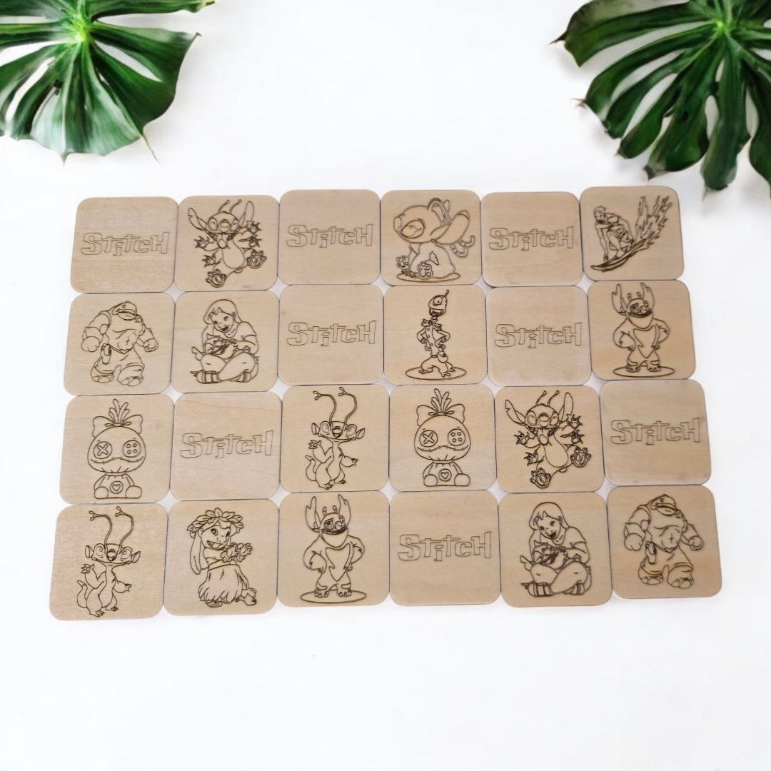 4 Little Bells Stitch memory, Natural wood