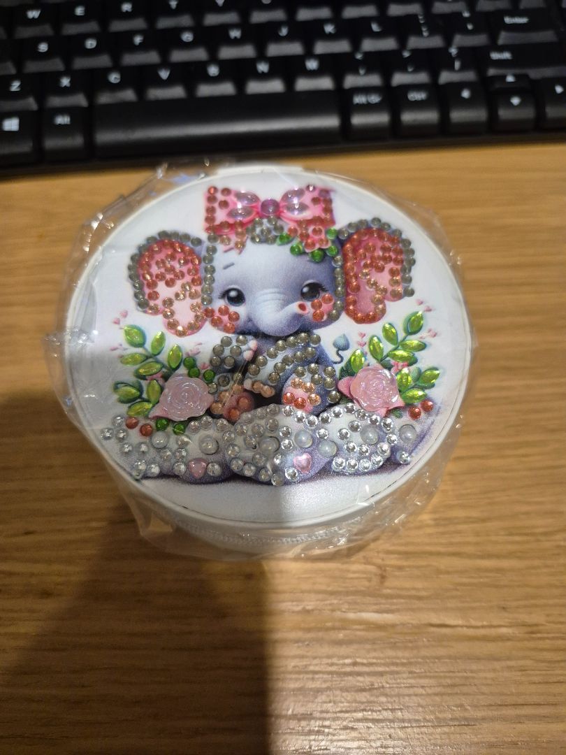 Seahorse Creations AU Jewellery Box - Cute Elephant, white round