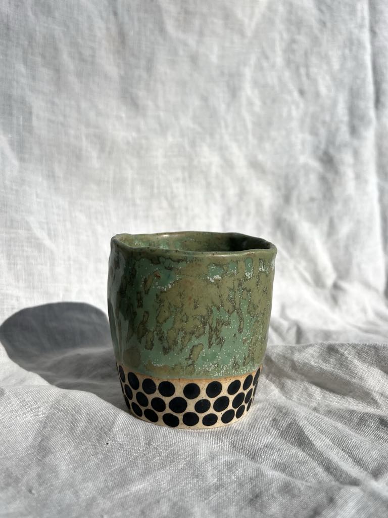 Rainbows & Rivers Spotty Ceramic Cup - Minty, Green