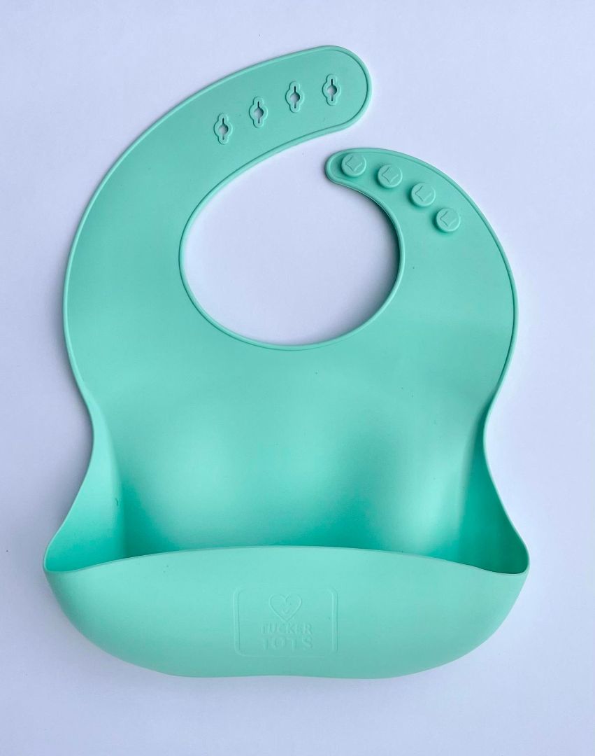 Tucker Tots Silicone Baby Feeding Bib, Mint Green