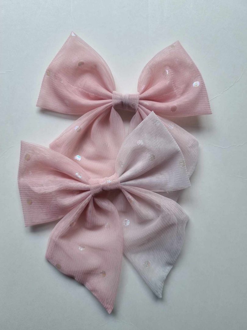 Sol Solace Pink Polka Dot Hair Bow, Pink