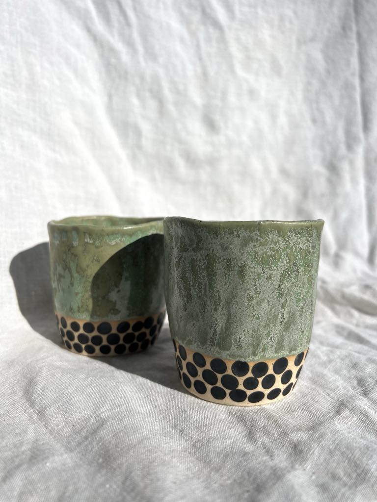 Rainbows & Rivers Spotty Ceramic Cup - Minty, Green