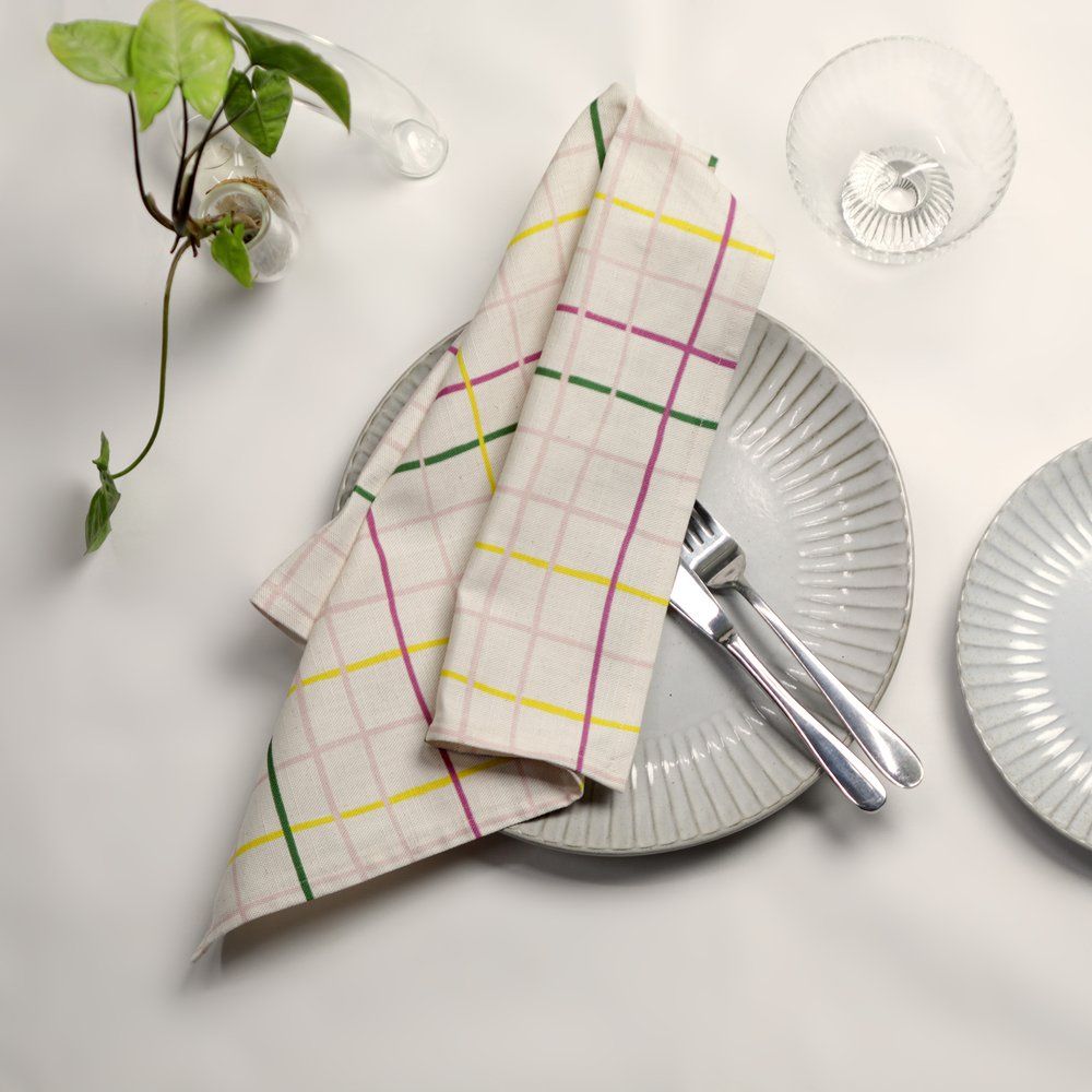 hellomae Pink Check Napkin Set