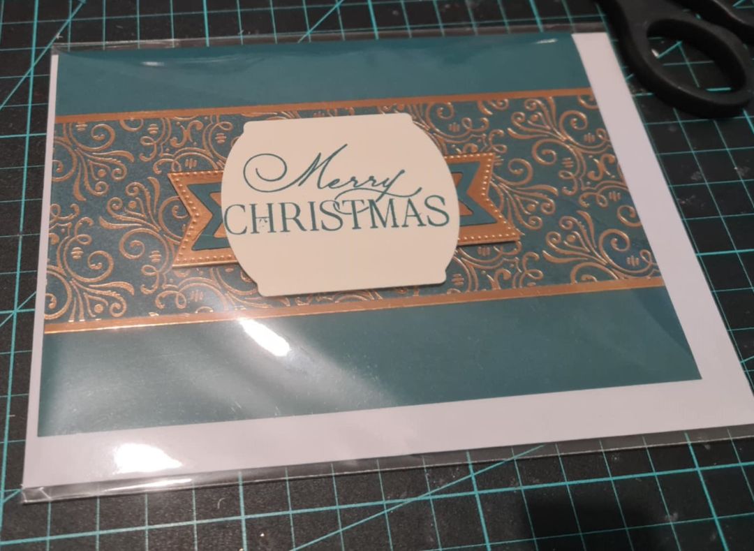 In The Groove Papercrafting Peacock & Bronze Christmas Card