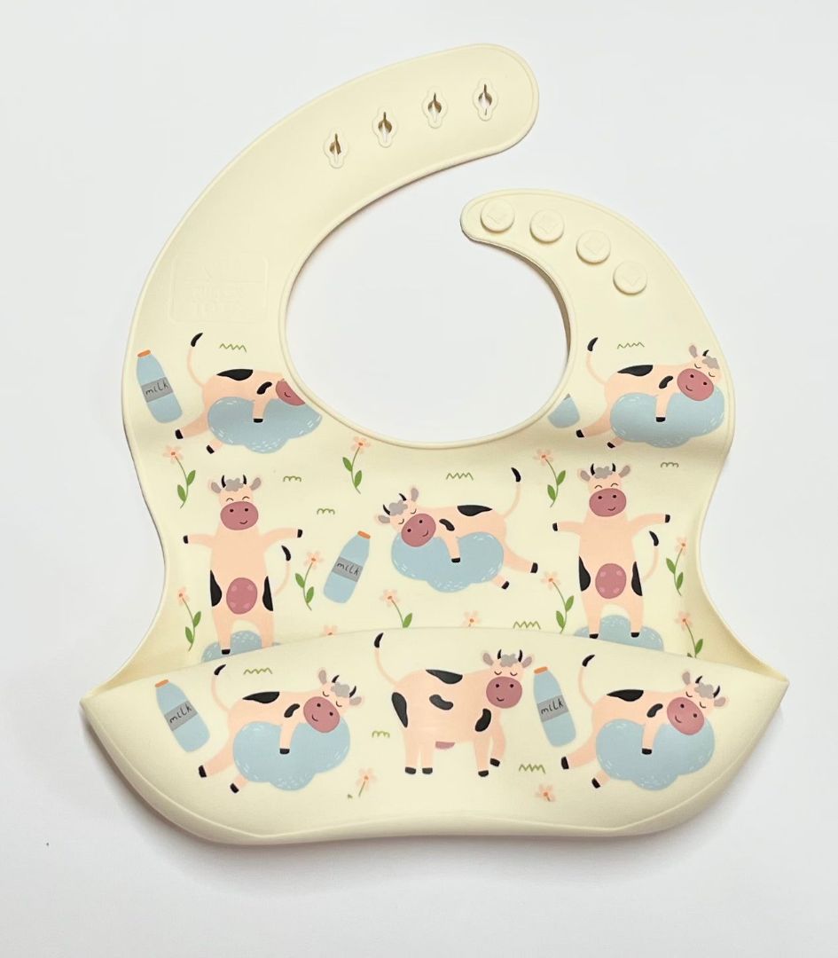 Tucker Tots Silicone Baby Feeding Bib, Sleeping Cows