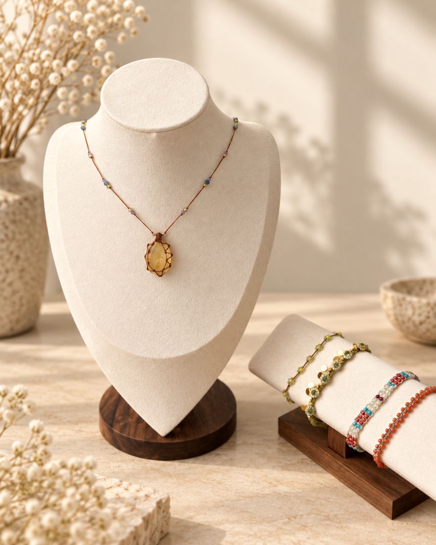 LumaKnot Golden Tiger Eye Woven Pendant Necklace, One Size