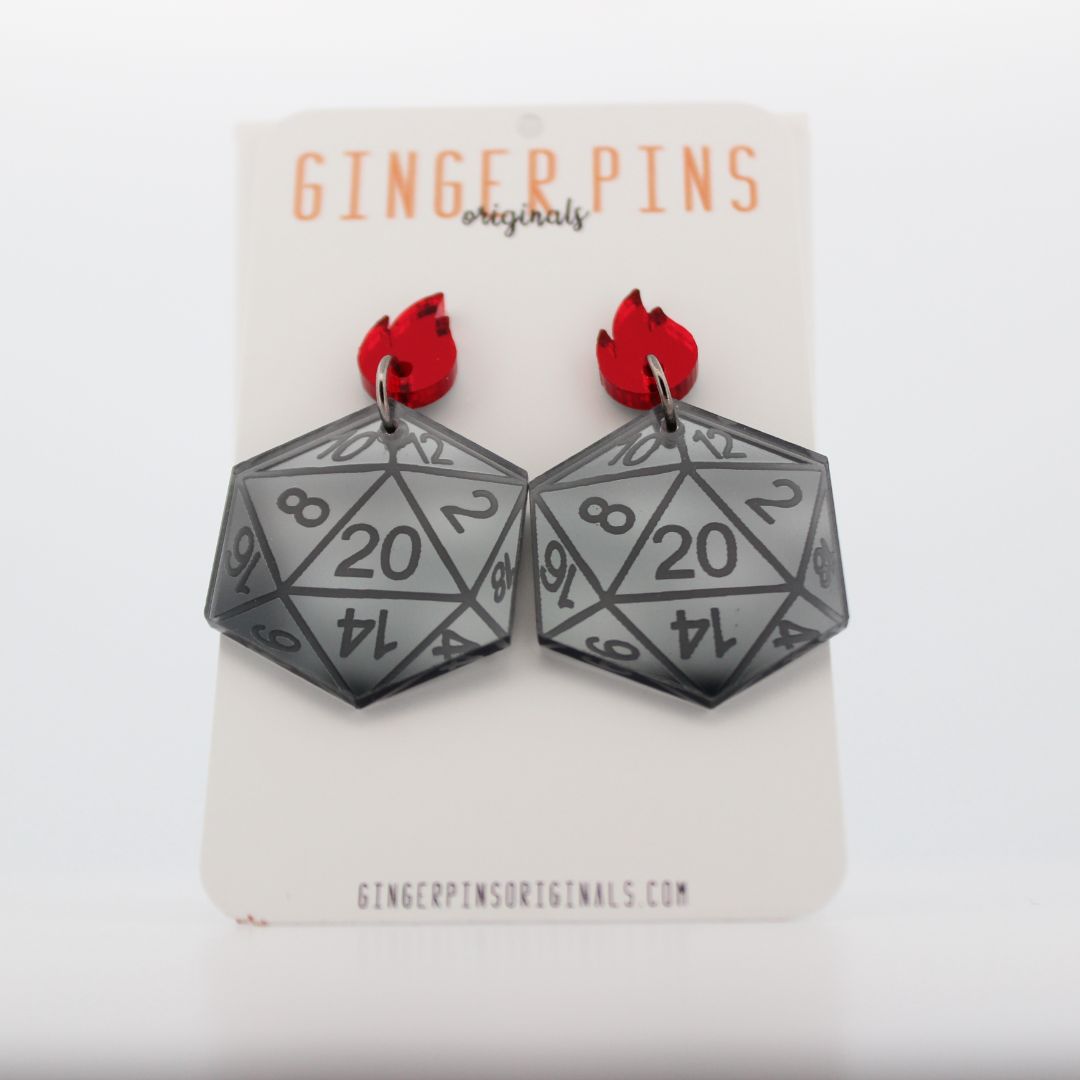 Ginger Pins Originals D20 Large Earrings