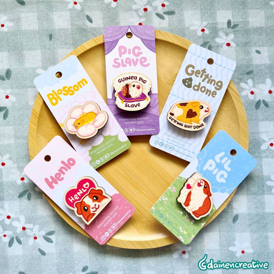 Dainen Creative Henlo Wooden Pin, 38 x 38 mm