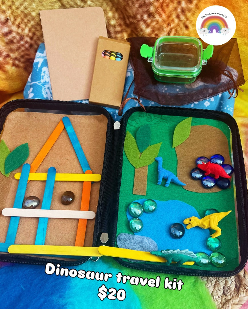 Play, learn, grow with Ms. Flo Travel/cafe kit dinosaur