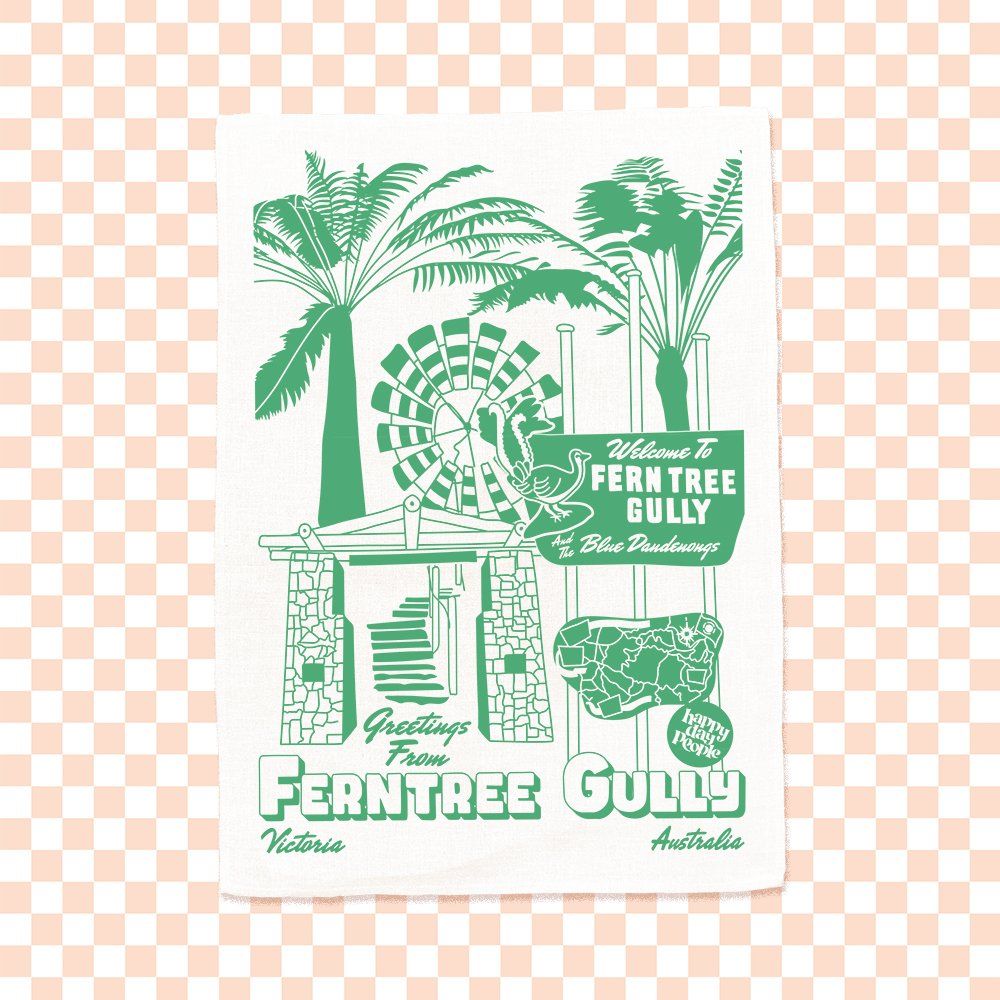 Happy Day People Ferntree Gully Tea Towel