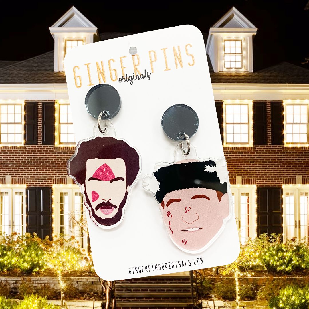 Ginger Pins Originals Home Alone Wet Bandits Earrings