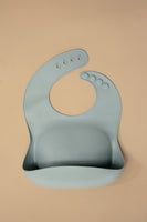 Tucker Tots Silicone Baby Feeding Bib, Dusty Blue