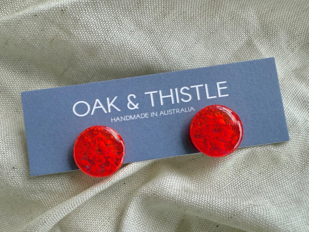 Oak & Thistle Lunar Stud Earrings, Neon pink