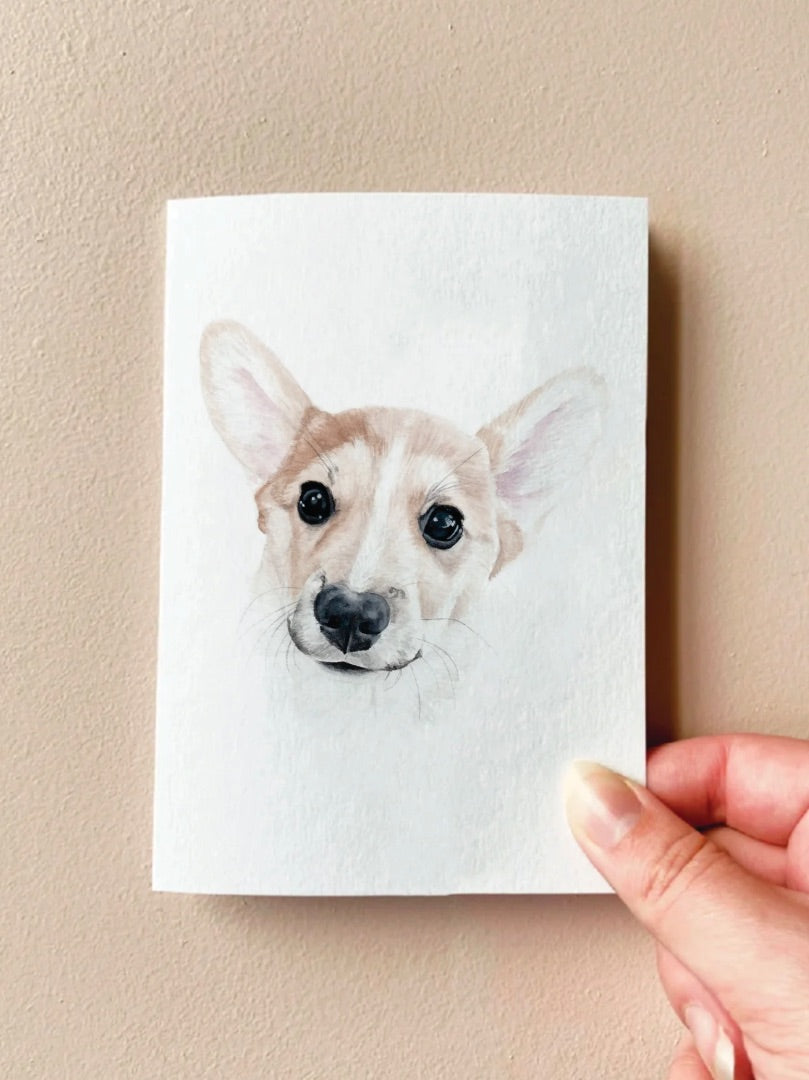 Annalise Paints Butter the Corgi Card