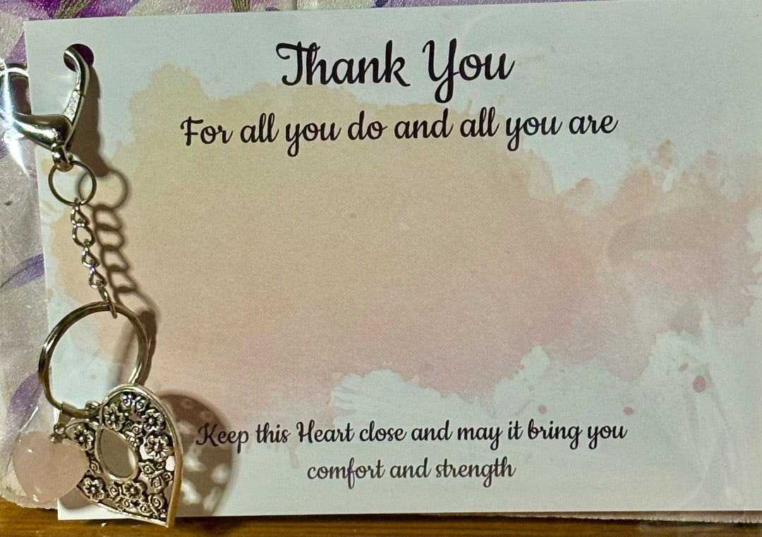Crystal Inspirations Thank you for all you do with Heart key ring, Pink