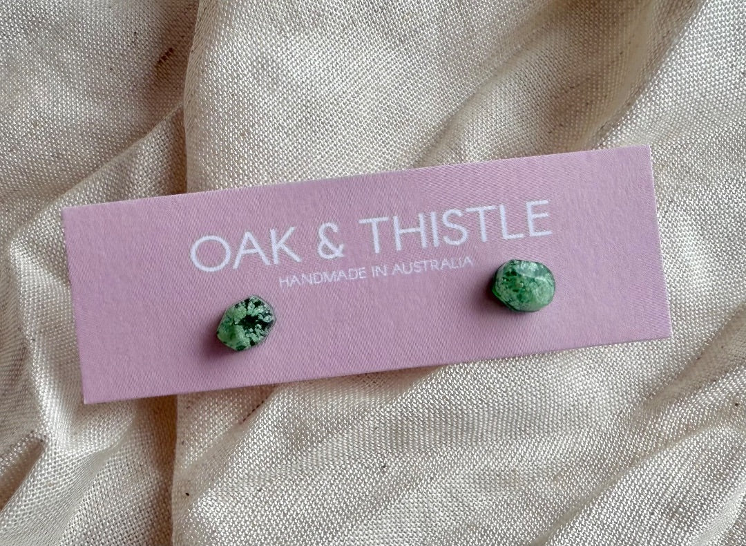 Oak & Thistle Pip Stud Earrings, Pale teal