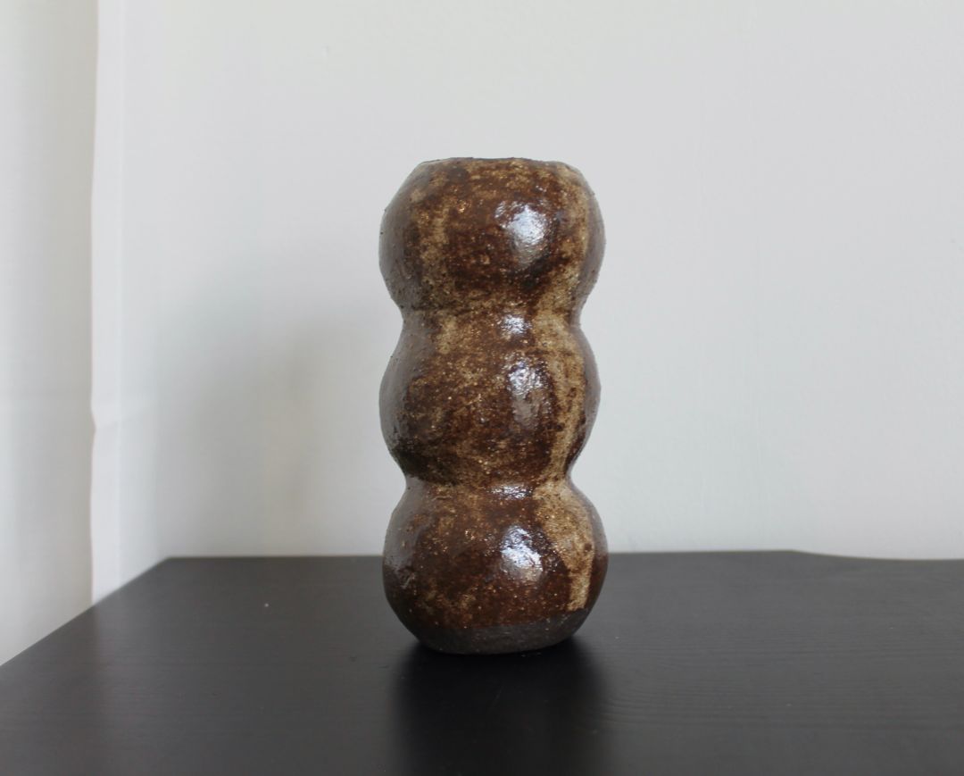 Shared Joy Ceramics Stacked Vase - large, Brown 16cm