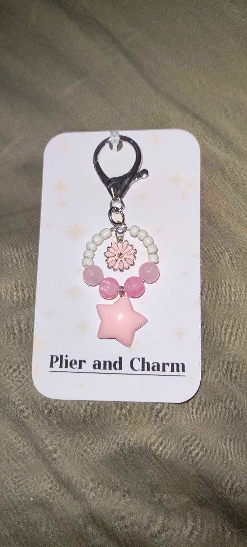 Plier and Charm Small keychain, Pink Small