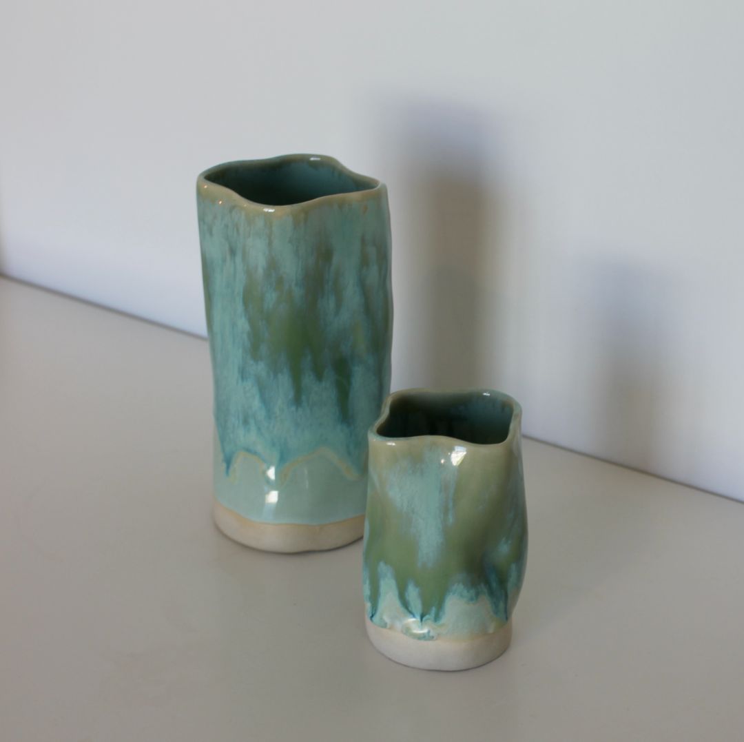 Shared Joy Ceramics Large Seascape Vase, Turquoise 21cm high