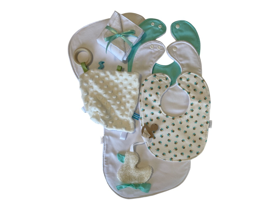 Playmate kids Large Baby Gift Box-Buzzy Bees, Natural and Mint