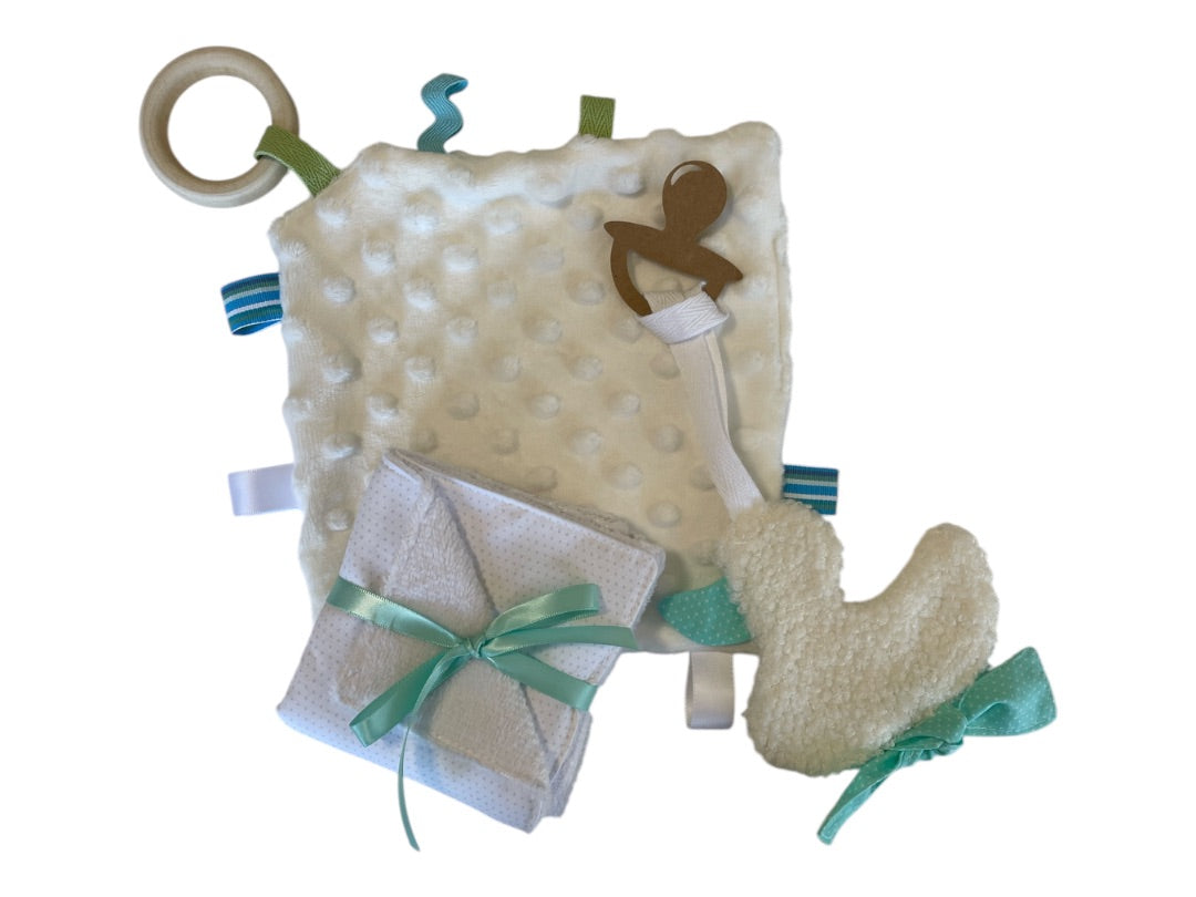 Playmate kids Large Baby Gift Box-Buzzy Bees, Natural and Mint