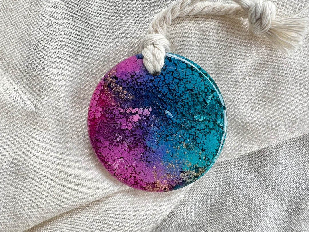 Oak & Thistle Ornament, Magenta, teal, gold