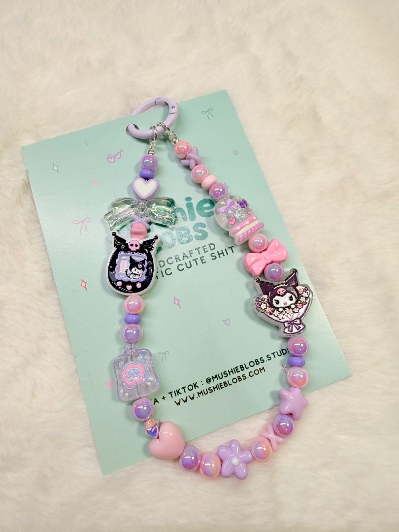 mushieblobs studio Phone Charm: Kuromi, Purple & Pink