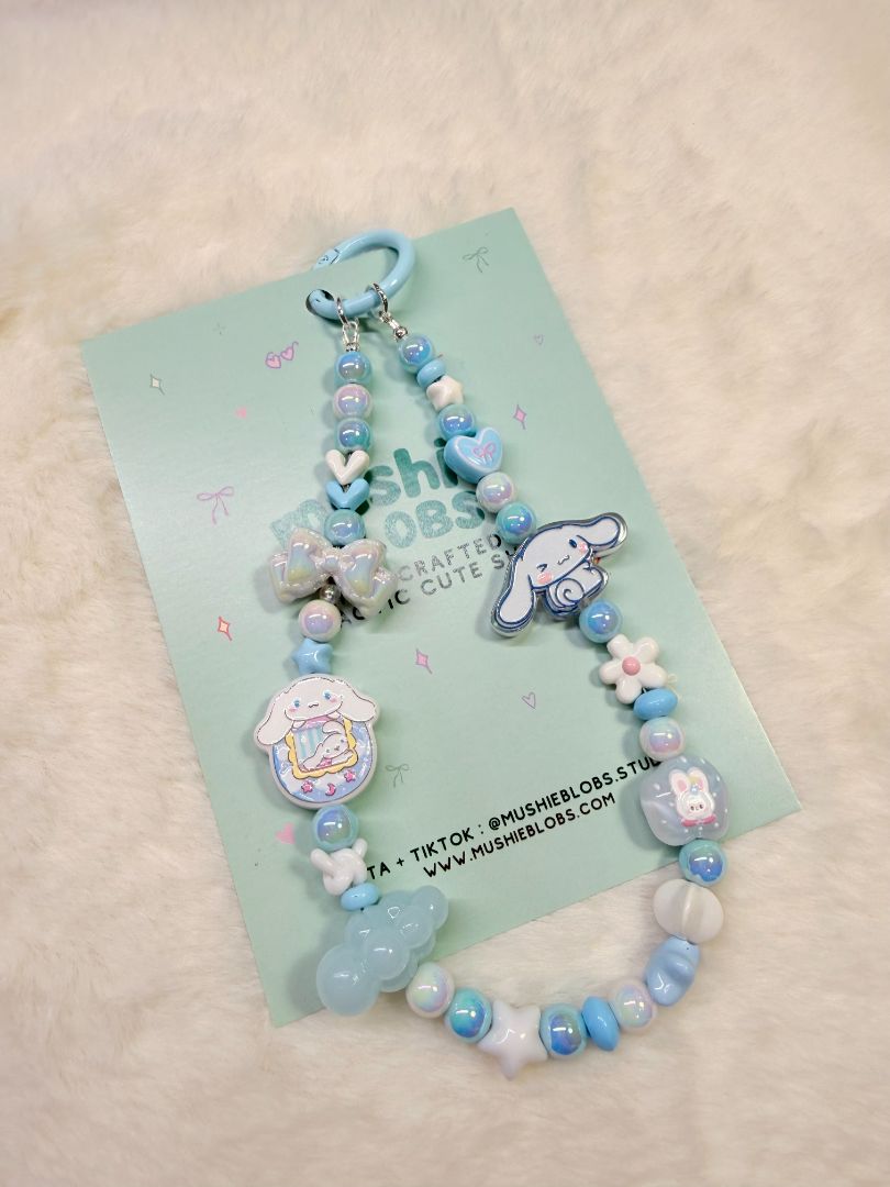 mushieblobs studio Phone Charm: Cinnamoroll, Blue & White