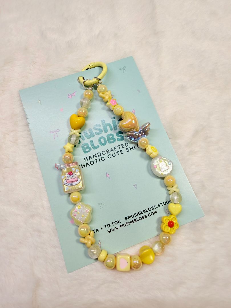 mushieblobs studio Phone Charm Dainty Strap, Yellow