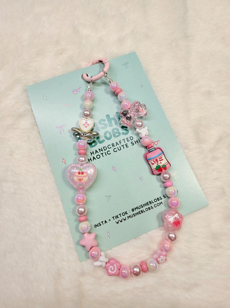 mushieblobs studio Phone Charm Dainty Strap, Pink