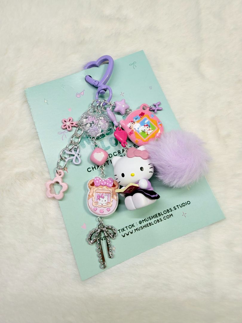 mushieblobs studio Bag Charm: Hello Kitty, Pink & Purple