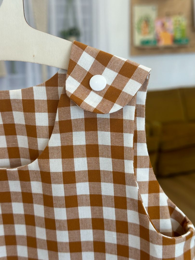 Playmate kids Mustard & White Gingham Dress with Matching Headband, 2