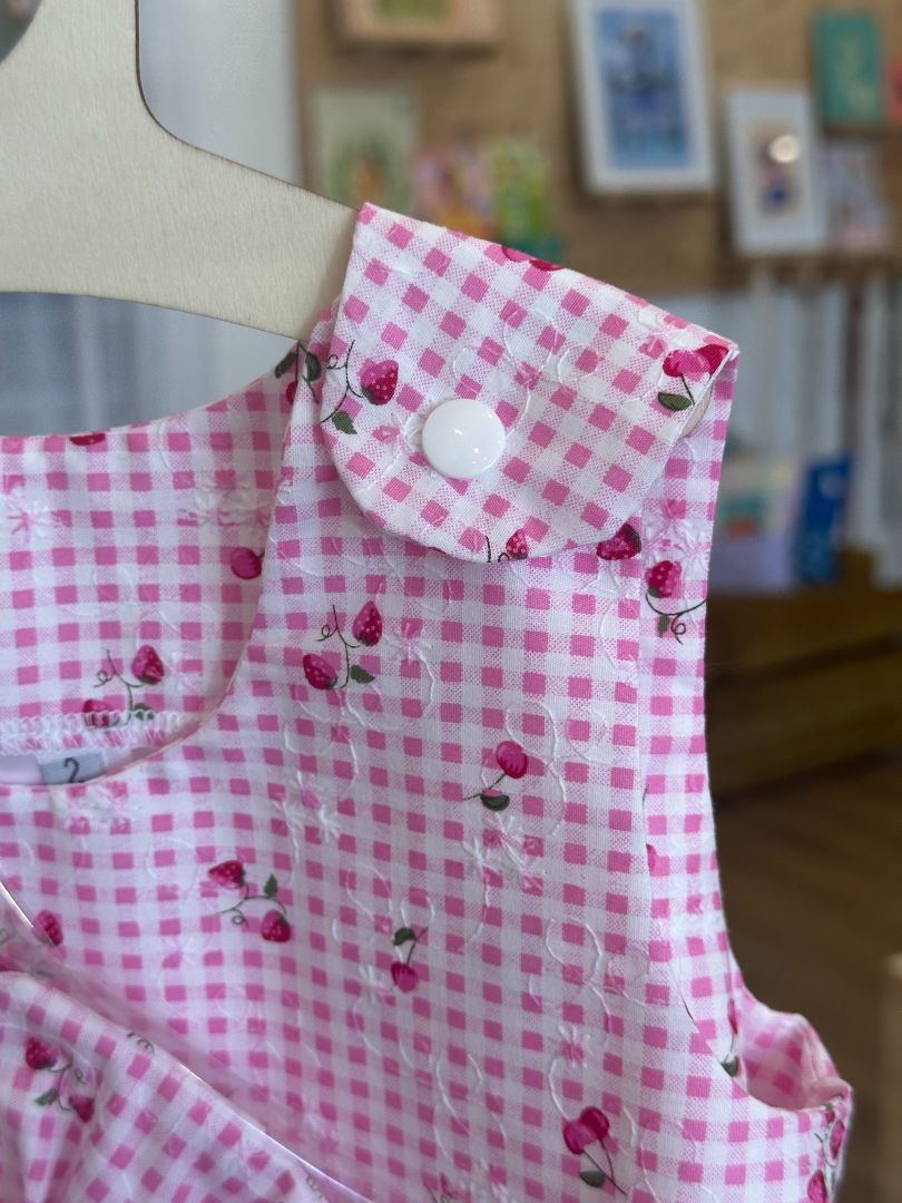 Playmate kids Pink Strawberry Gingham Dress with Matching Headband, 2