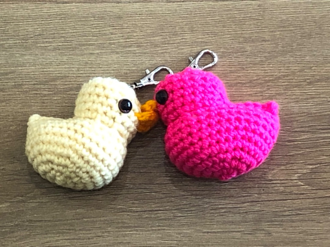 Getting My Stitches Together Crochet Duck keyring