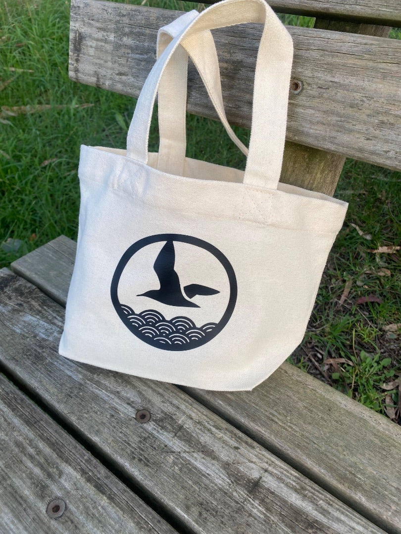 Marina Lab Mini tote bag - Seagull bag, Beige/black H 33cm x W 30cm