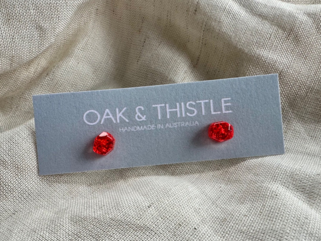 Oak & Thistle Pip Stud Earrings, Neon orange