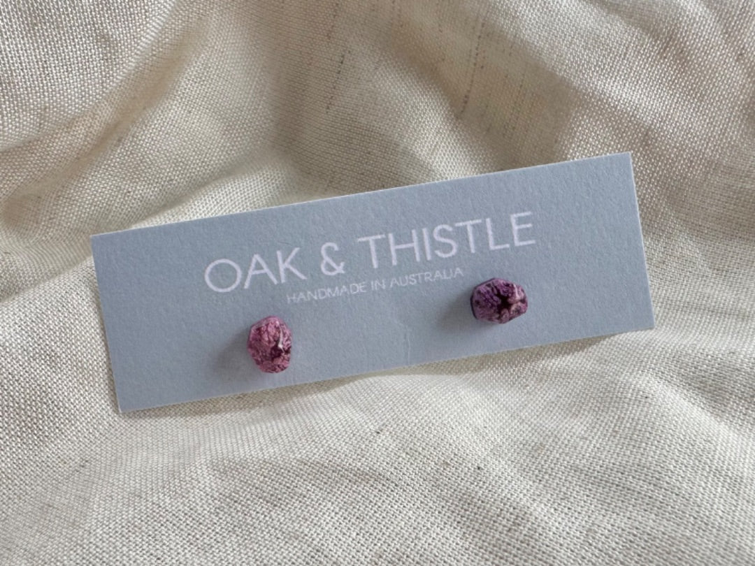 Oak & Thistle Pip Stud Earrings, Purple