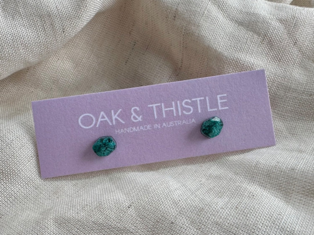 Oak & Thistle Pip Stud Earrings, Teal
