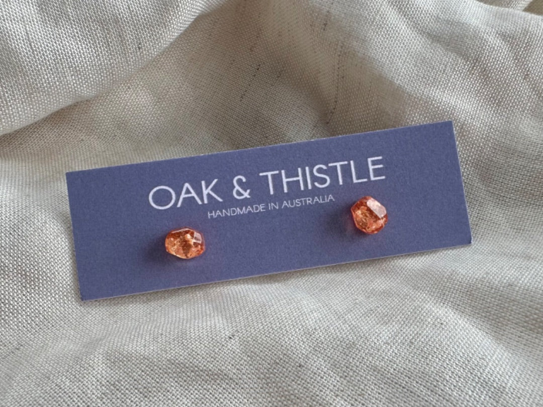 Oak & Thistle Pip Stud Earrings, Pale orange