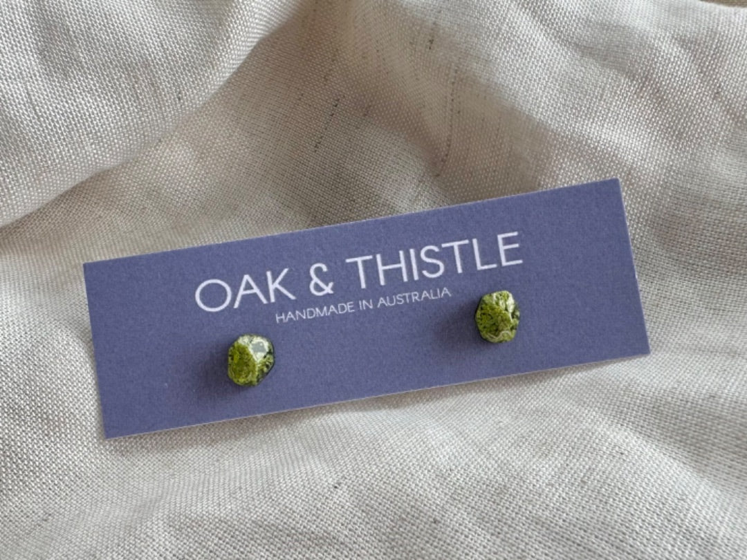 Oak & Thistle Pip Stud Earrings, Green