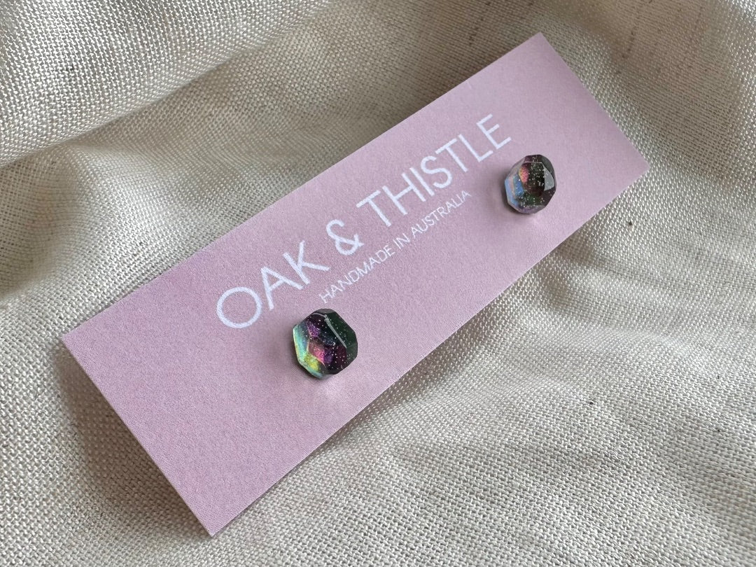 Oak & Thistle Pip Stud Earrings, Duochrome