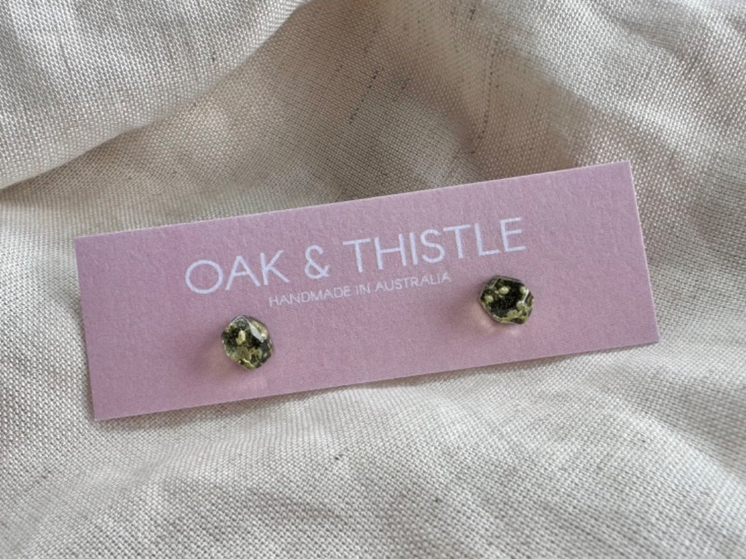 Oak & Thistle Pip Stud Earrings, Pale green