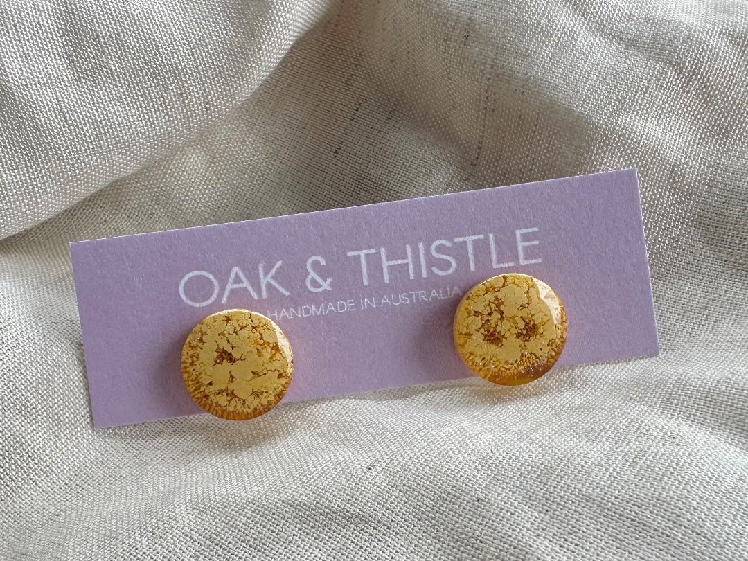 Oak & Thistle Lunar Stud Earrings, Yellow