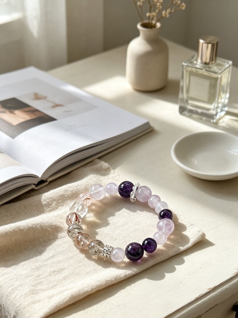 LumaKnot Natural Amethyst Quartz Bracelet, One Size