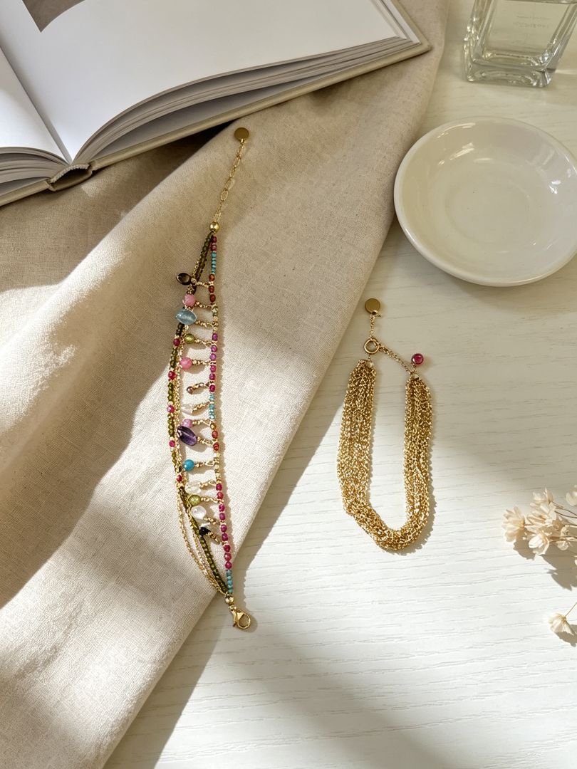 LumaKnot Vintage French Style Multi-Layer Gold Bracelet, One Size